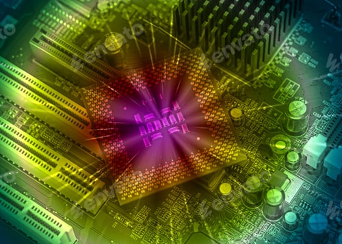 Preview: Macro View Of Cpu Pins And Circuit Mother Board