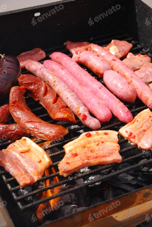 Preview: Summer Weekend With A Delicious Grilled Fresh Meat Closeup