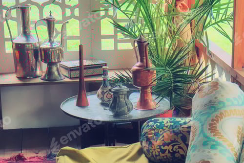 Preview: Vintage Decoration Of Turkish Houses Of The 18Th Or 19Th Century - Hookah, Carpets, Turk For