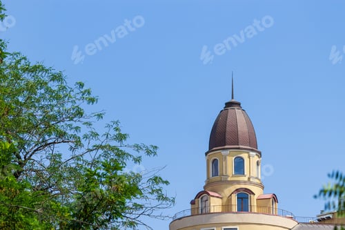 Preview: A Building With A Spire That Acts As A Lightning Rod. Sophisticated Architecture Of The 19Th