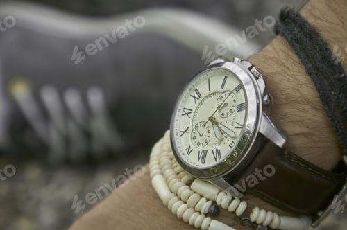 Preview: Wristwatch and Beaded Bracelets on Arm