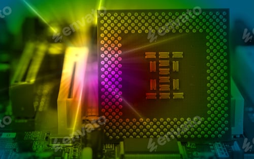 Preview: Macro View Of Cpu Pins And Circuit Mother Board