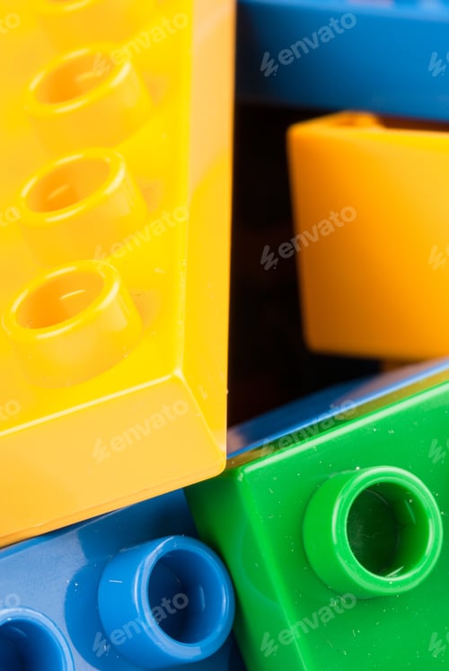 Preview: Set Of Color Building Blocks On White Isolated Background