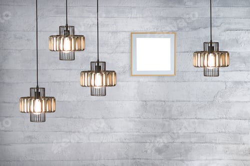 Preview: Stone Wall Interior Design, Frame And Lamp
