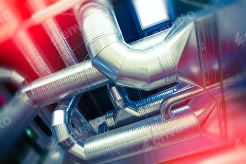 Preview: System Of Ventilating Pipes. Toned Image. Motion Blur Effect.