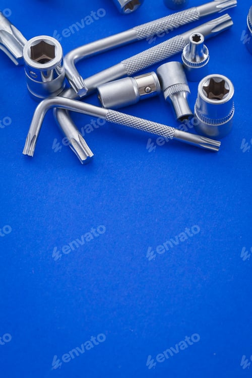 Preview: Hexagonal Keys And Torks On Blue Background