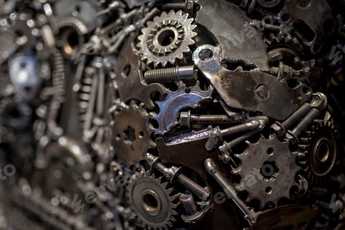 Preview: Close Up Of Different Small Metal Parts Bonded Together