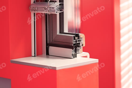 Preview: Lateral Cross-Section Aluminum Frame Windows With Mechanism For Shutters