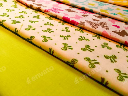 Preview: Colorful Fabric with Patterns and Interesting Textures