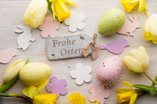 Preview: Easter And Spring Accessories. Greeting Card.