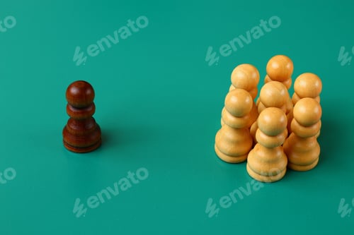 Preview: Abstract Art Concept Of An Ideological Leader And Organizer Of Management Based On Chess Pawns