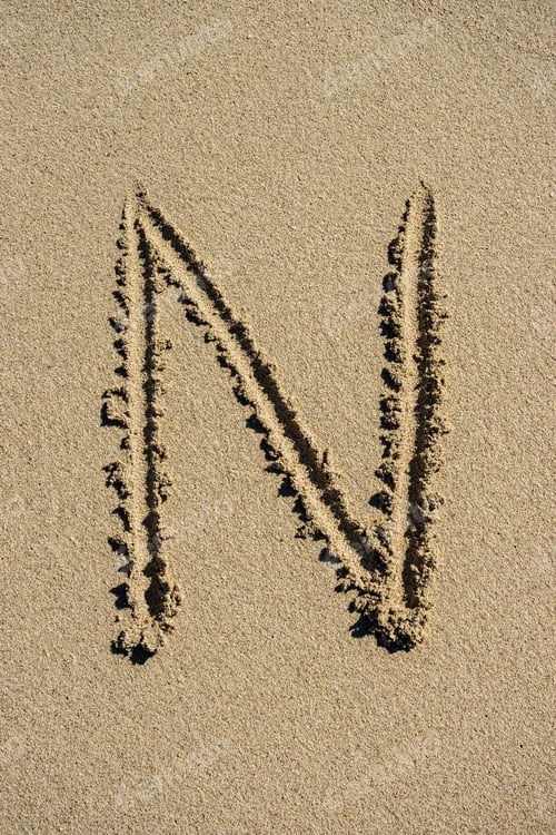 Preview: Alphabet Beach Letters, Letter N Written In Sand.