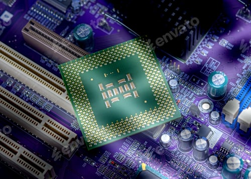 Preview: Macro View Of Cpu Pins And Circuit Mother Board