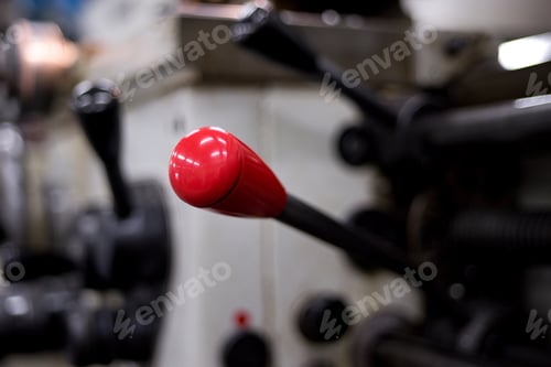 Preview: Old Metal Working Machine, Retro Lathe On Background.