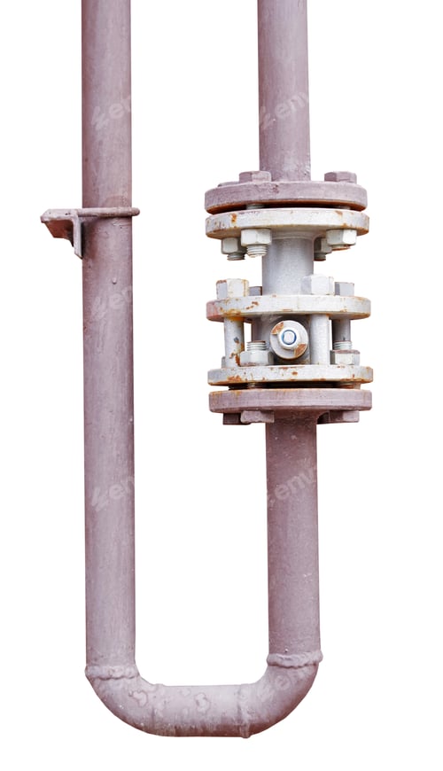 Preview: Metal Pipe With Valve On White Background