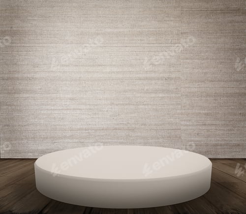 Preview: Podium On Floor, Old Interior With Retro Wallpaper