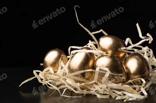 Preview: Gold Easter Eggs On A Black Background