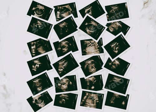 Preview: Collection Of Images From Ultrasound Scan Examination. Fetus In The 7Th Month