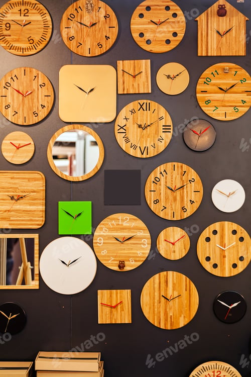 Preview: Clocks Made Of Wood On The Wall