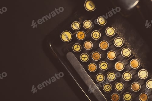 Preview: Color Horizontal Detail Of The Keyboard Of An Old Typewriter.