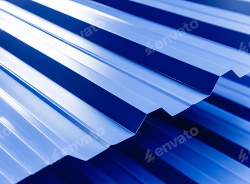 Preview: Blue Metallic Roof Tiles Background With Drops Of Water.