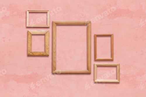Preview: Old Wooden Frames On Pink Wall