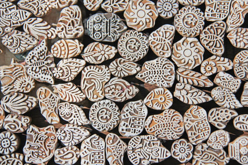 Preview: Wooden Stamps Printing Blocks Hand Carved By Artisans In India. Henna Stamps For Decorating The