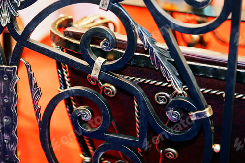 Preview: Details, Structure And Ornaments Of Wrought Iron Fence With Gate