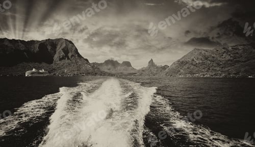 Preview: Polynesia Islands, Wonderful Seascape With Sunset And Mountains.