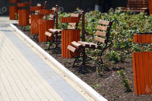 Preview: Empty Benches And Nobody In An Urban Environment