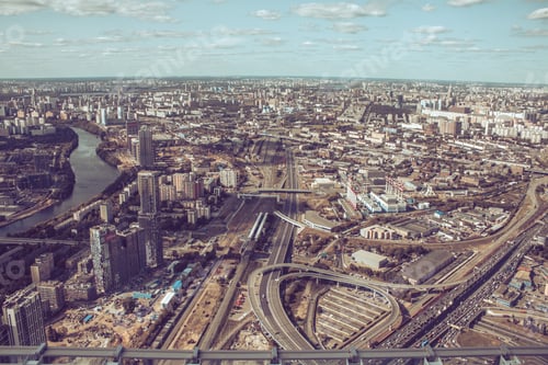 Preview: Sunligt Effect (Tint). The View From The Observation Deck. Top View Of Moscow City. Summer In The
