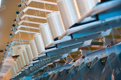Preview: Industrial Fabric Production Line. Weaving Looms At A Textile Factory