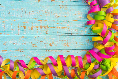 Preview: Party, Celebration, Birthday Or Carnival Border Background With Colourful Streamers .