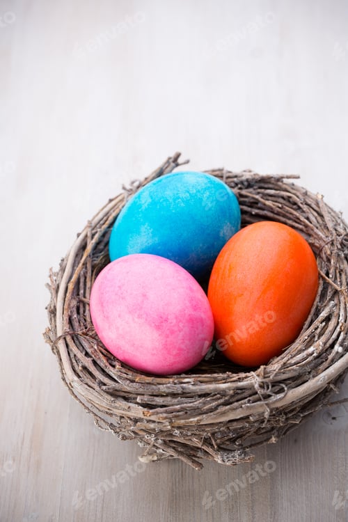 Preview: Easter Eggs In The Nest. Spring Discount Card.