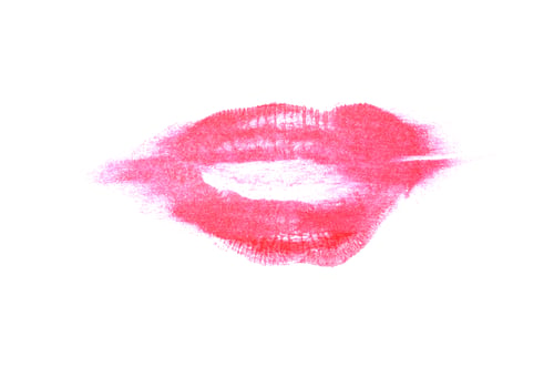 Preview: Color Lipstick Kiss Mark On White Background. Beautiful Lips Isolated On White. A Bright Imprint Of