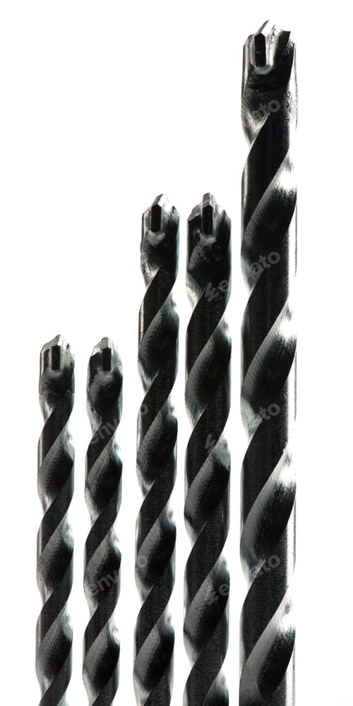Preview: Drill Bits, Isolated On White Background Close-Up