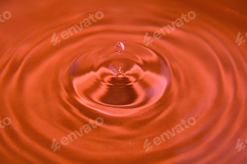 Preview: Red Drop For Background, Drop Of Cooking Oil, Circles On The Surface.
