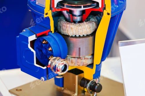 Preview: Cross Section Of Fabric Engine Part With Motor; Note Shallow Depth Of Field