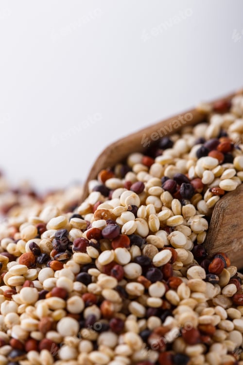 Preview: Mix Of Quinoa Grains On White Acrylic Background