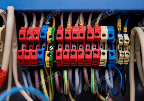 Preview: Voltage Switchboard With Circuit Breakers. Electrical Background