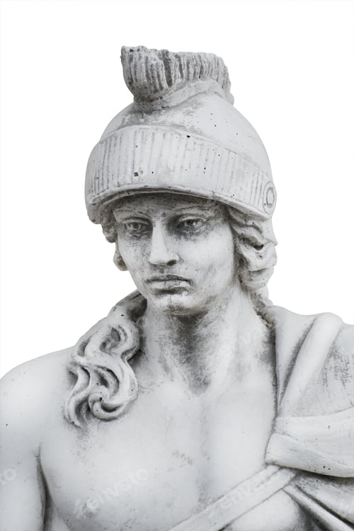 Preview: Sculptural Portrait Of Warrior Over The White Background