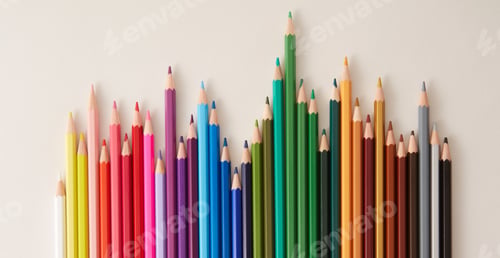 Preview: Colored Pencils On White Background.