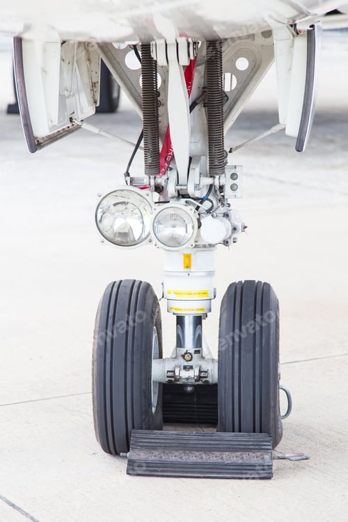 Preview: Landing Gear Of A Jet Airplane In Ground