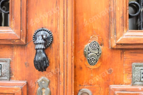 Preview: A Woody Yellow Old Portuguese Door, Lisbon