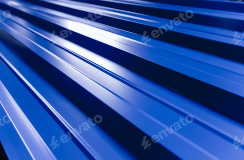 Preview: Blue Metallic Roof Tiles Background With Drops Of Water.