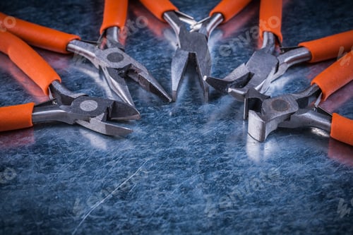 Preview: Metal Insulated Electric Cutting Pliers Gripping Tongs Construction Concept.