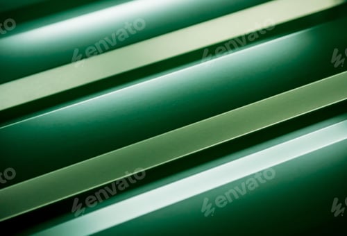 Preview: Green Metallic Roof Tiles Background With Light Pattern.
