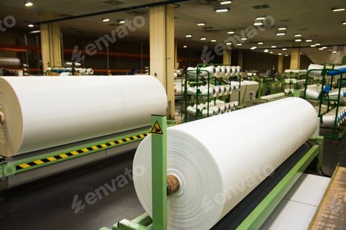 Preview: Industrial Fabric Production Line. Weaving Looms At A Textile Factory