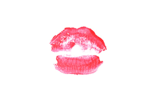 Preview: Color Lipstick Kiss Mark On White Background. Beautiful Lips Isolated On White. A Bright Imprint Of