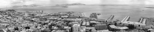 Preview: Aerial Panoramic View Of San Francisco Promenade And Golden Gate Bridge.
